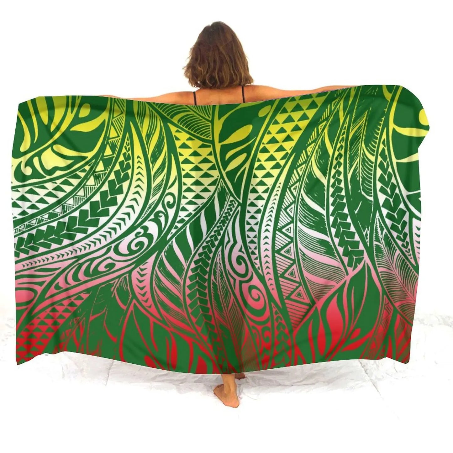 Custom Wholesale Polynesian Ladies Sarong Samoan Vintage Tribal Print Custom Sarong Style Shawl Summer Seaside Elegant Coat