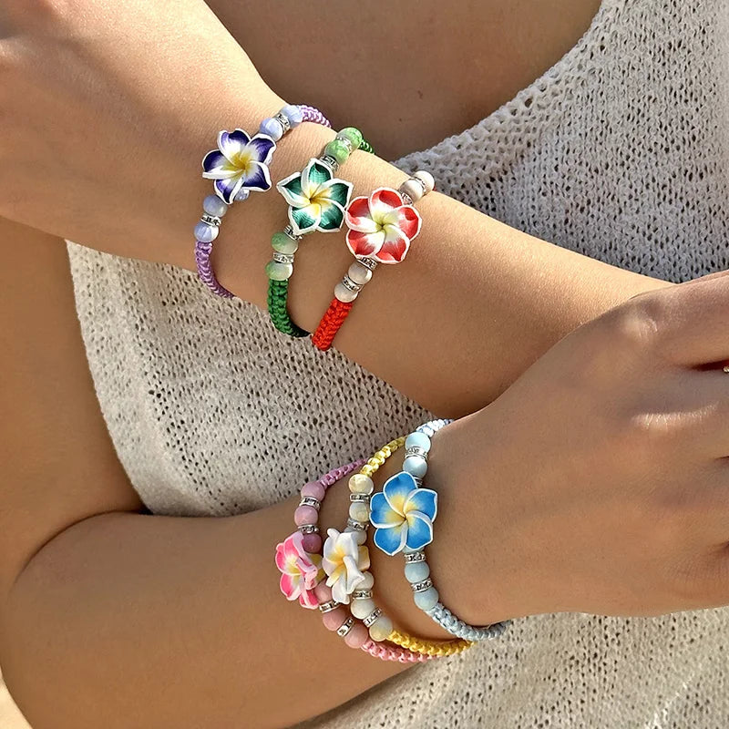 Hawaiian Bohemian Woven Flower Bracelet | Island Gift Set