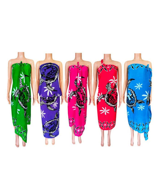 Turtle With Tiare Flower Beach Sarong/Pareo