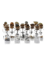 Wish Jar Mini Bottles with Shells Sand and Gemstones 6-Pack