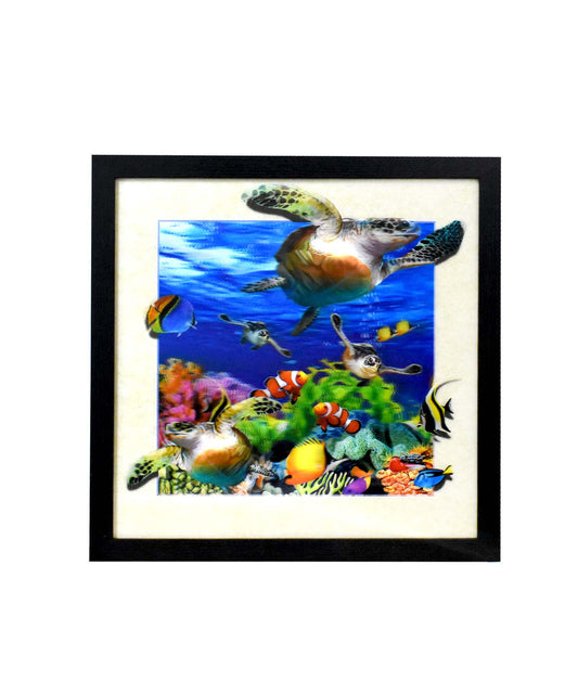 Sea Turtles Lenticular 3D Framed Wall Art 17x17