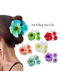 Hibiscus Flower Hair Clips Set of 3 Assorted Colors