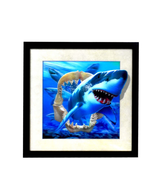 Great White Shark Lenticular 3D Framed Wall Art 17x17
