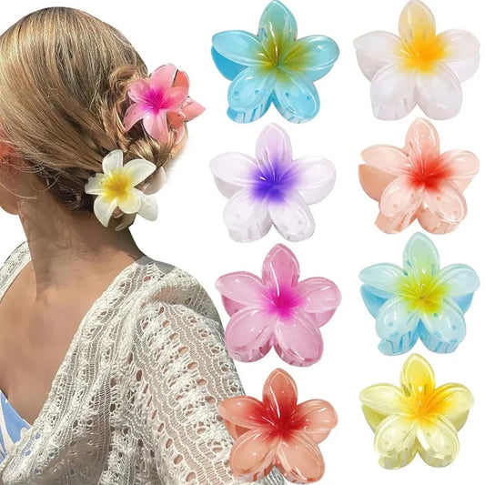 Hawaiian Plumeria Claw Hair Clip large size assorted pastel colors