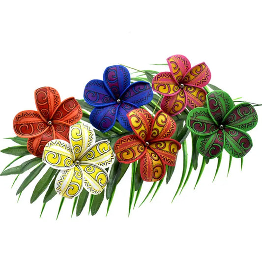 Plumeria Tribal Hair Clips Polynesian print assorted colors