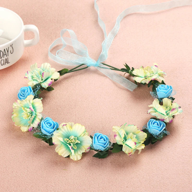 Hawaiian Wreath Bride Wedding Hair Accessories Simulation Flower Crown Headwear Children's Photo Hair Accessories Headbands