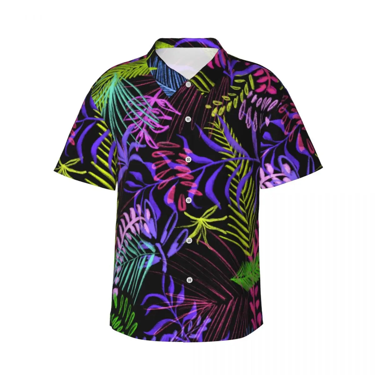 Hawaiian Shirt Vacation Tropical Palm Leaves Blouses Hawaiian Flowers Vintage Casual Shirts Men Short-Sleeve Streetwear Clothing
