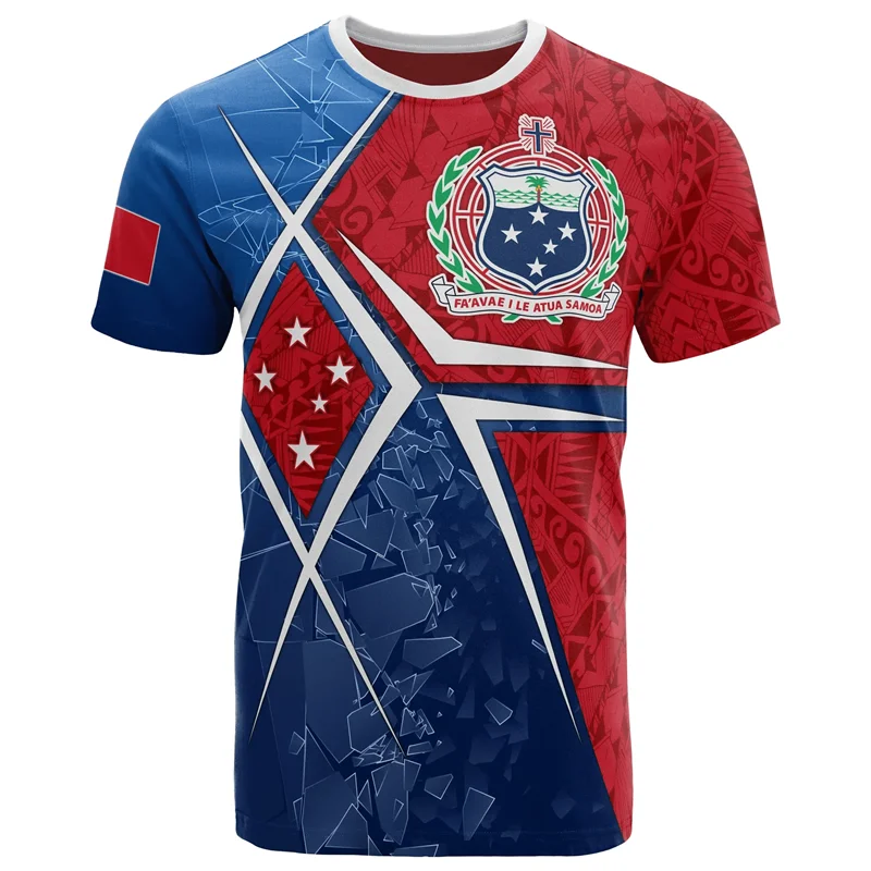 Samoa Flag Map Graphic T Shirts Samoan National Emblem T Shirt For Men Clothes Polynesia Unisex Tshirt Casual Man Tee Women Tops