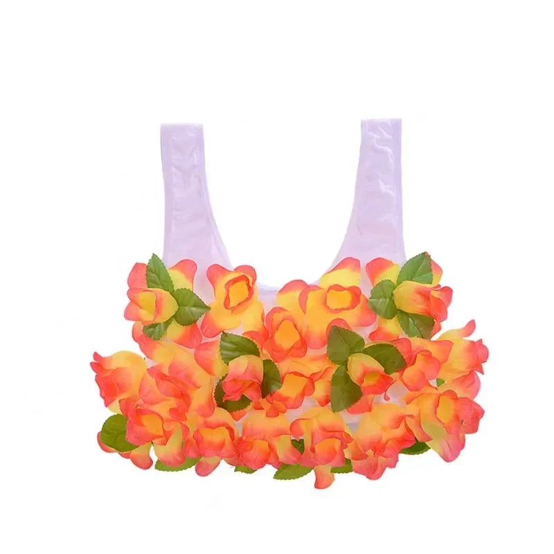 Women Lady Hawaii Flower Bra Hula Dance Performance  Summer Beach Tropical Party Supplies Halloween Christmas