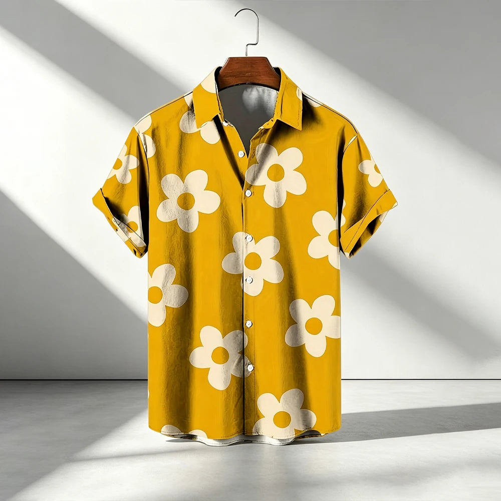 Hawaiian Holiday Men's Shirt Floral 3D Printed Summer Loose Breathable Short Sleeve Beach Shirt Fashion Party Causal Lapel Tops
