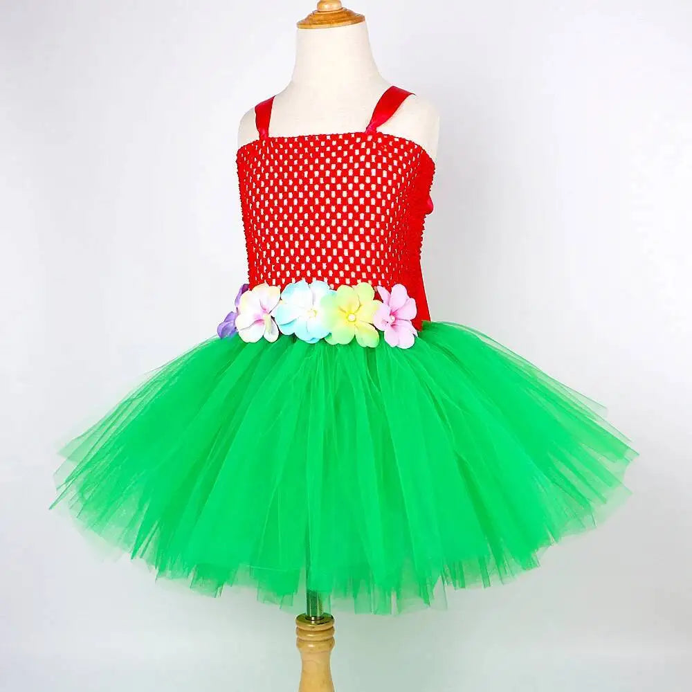 Hawaiian Hula Dresses for Girls Hawaii Lilo Tutu Dress Kids Hula Show Costumes Children Halloween Luau Dance Ballet Tutus Outfit
