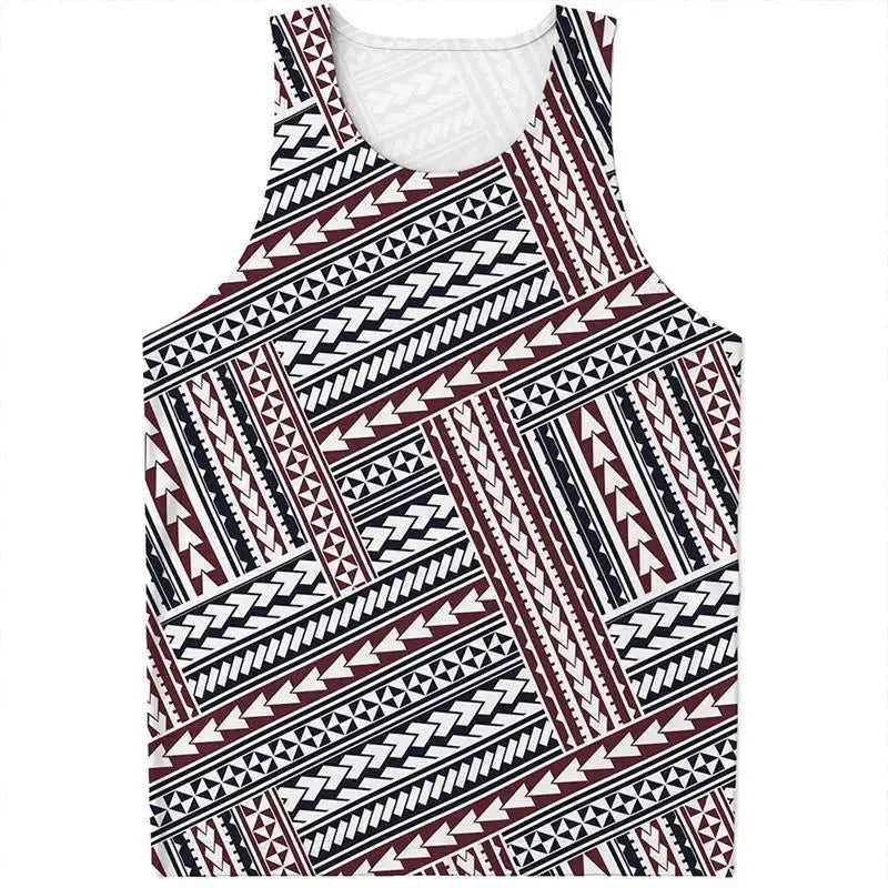 Maori Tattoo 3D Printed Vest for Men and Women, Universal Polynesian Tribal Pattern T-shirt Top, Men's Quick Drying Vest