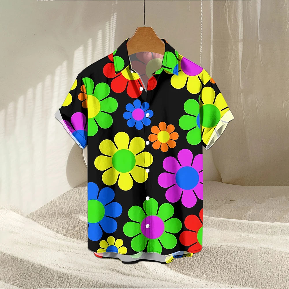 Hawaiian Holiday Men's Shirt Floral 3D Printed Summer Loose Breathable Short Sleeve Beach Shirt Fashion Party Causal Lapel Tops
