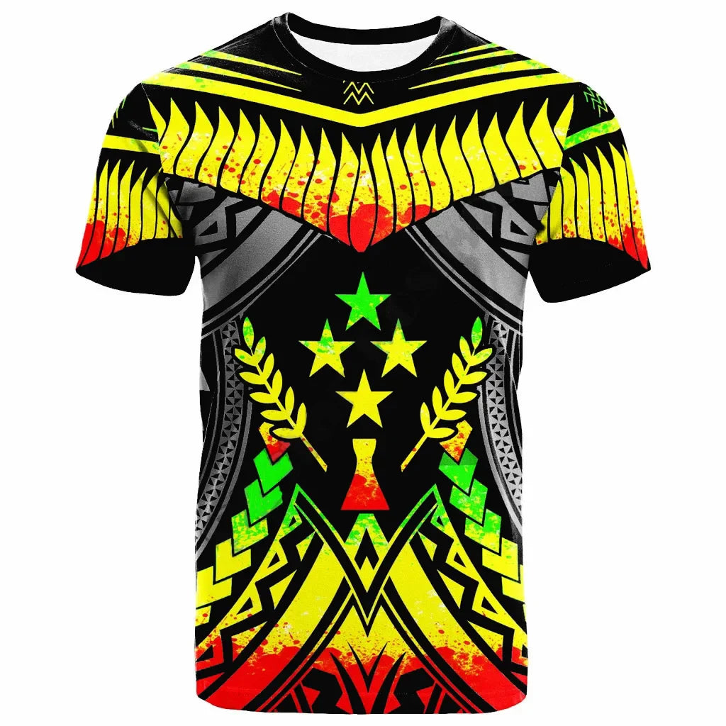 Pohnpei Polynesian Culture Tribal Island Retro Tattoo 3d Printing Men's And Women's Summer Streetwear Short-sleeved T-shirt