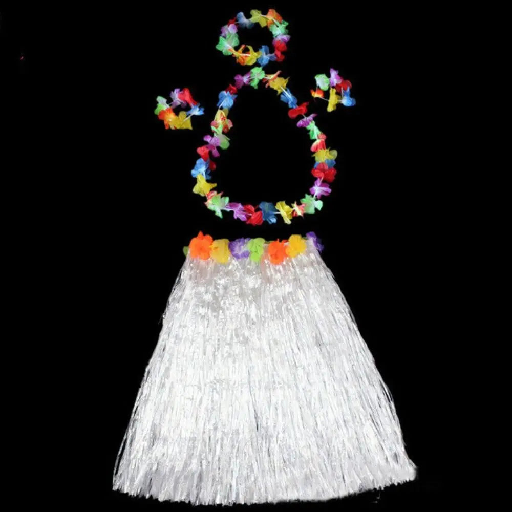 Ladies Women Hawaii Fancy Dress Grass Skirt Hula Hawaiian Full Charming 40CM