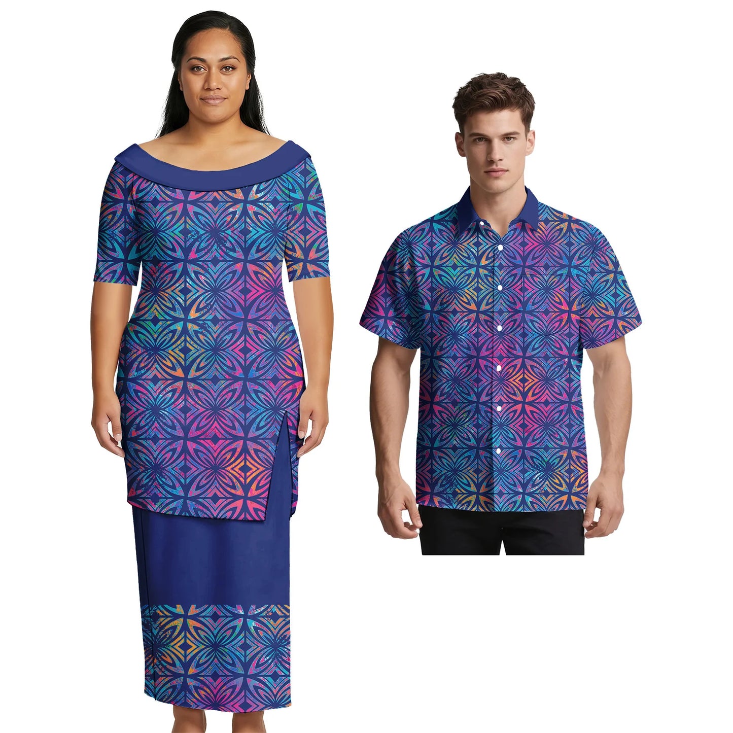 2026 Brand New Design Custom Pattern Samoan Elegant Women Skirts Hawaiian Handsome Men Shirts Polynesian Sweet Lovers Clothing