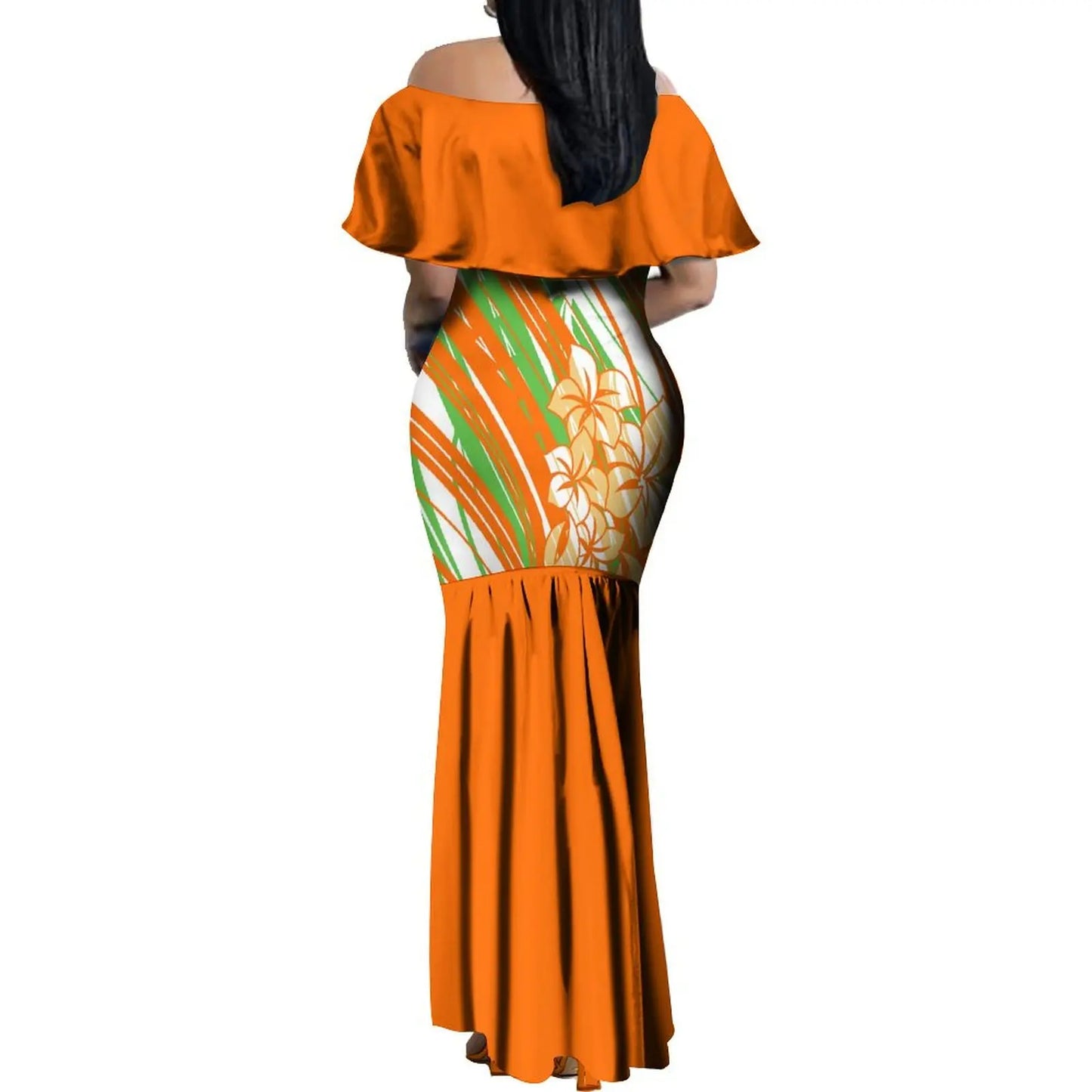 Custom Samoan Dress Women'S Off-The-Shoulder Dress Hawaiian Party Fishtail Skirt And Men'S Shirt Polynesian Couple Suit