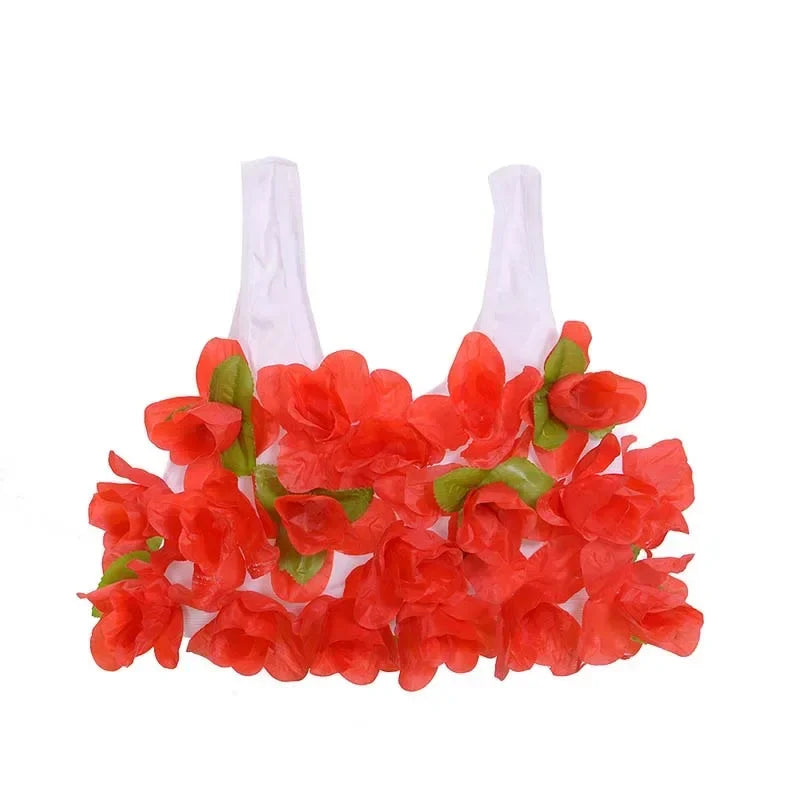 Women Lady Hawaii Flower Bra Hula Dance Performance  Summer Beach Tropical Party Supplies Halloween Christmas