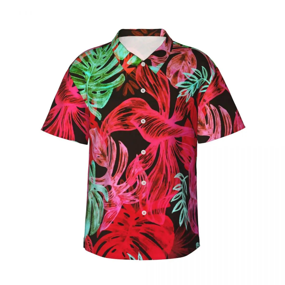Hawaiian Shirt Vacation Tropical Palm Leaves Blouses Hawaiian Flowers Vintage Casual Shirts Men Short-Sleeve Streetwear Clothing