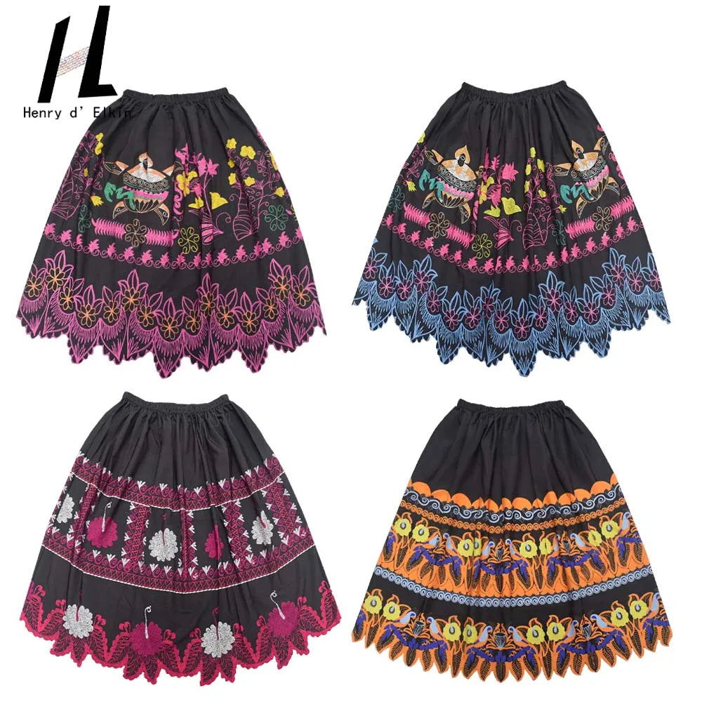 Custom Pacific Island Fashional Random Pattern Polyester Floral Printed Polynesian Micronesia Island Beach Skirt For Women