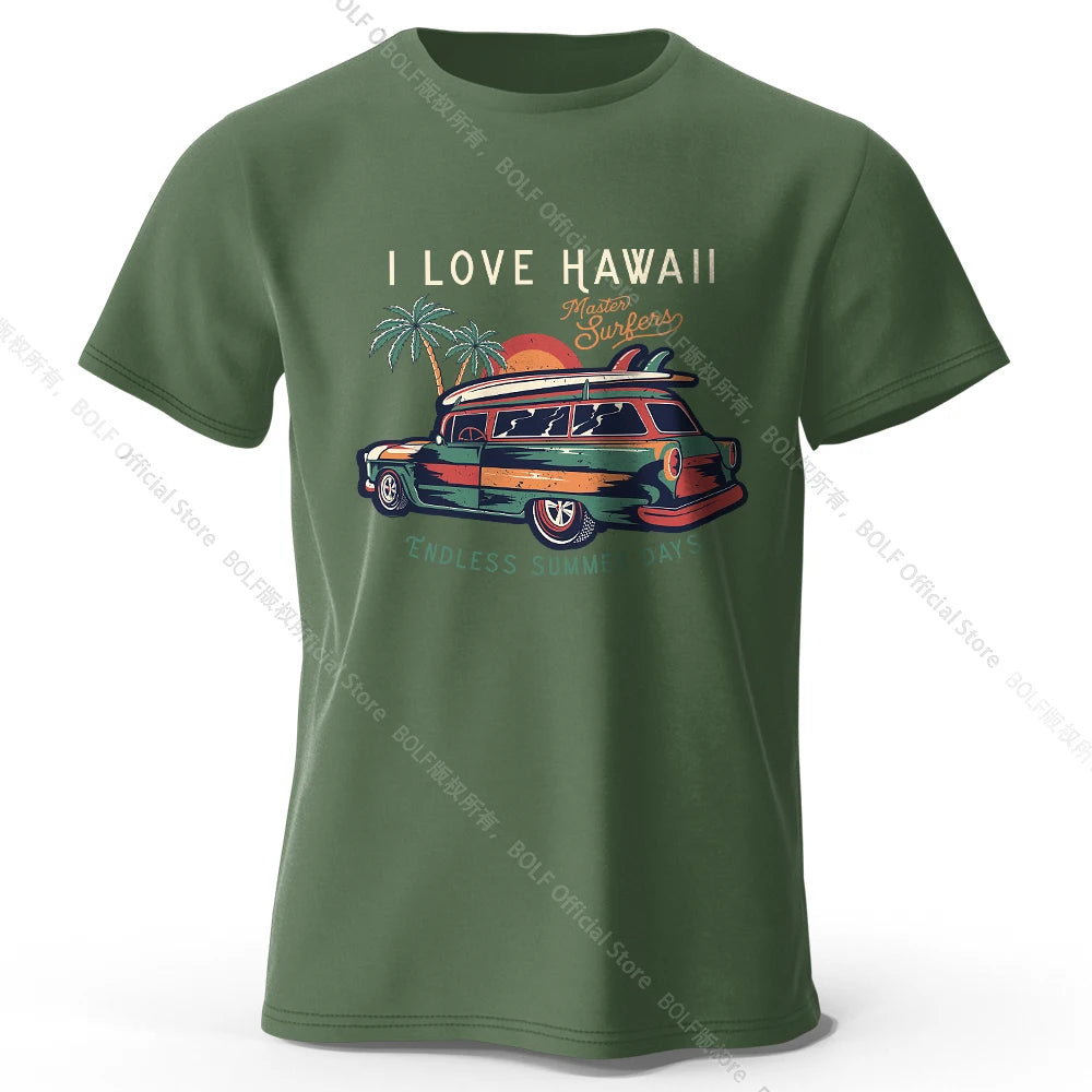 Hawaiian Holiday Printed Unisex Men Women T-Shirt Tees Tops 100% Cotton Aloha Flower Graphic Luau Party Outfit