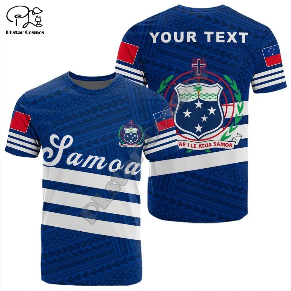 Polynesian  3D Printing Vintage Polynesian Island Samoa Tattoo Tribal Flag Men Women Short Sleeve T Shirt Streetwear