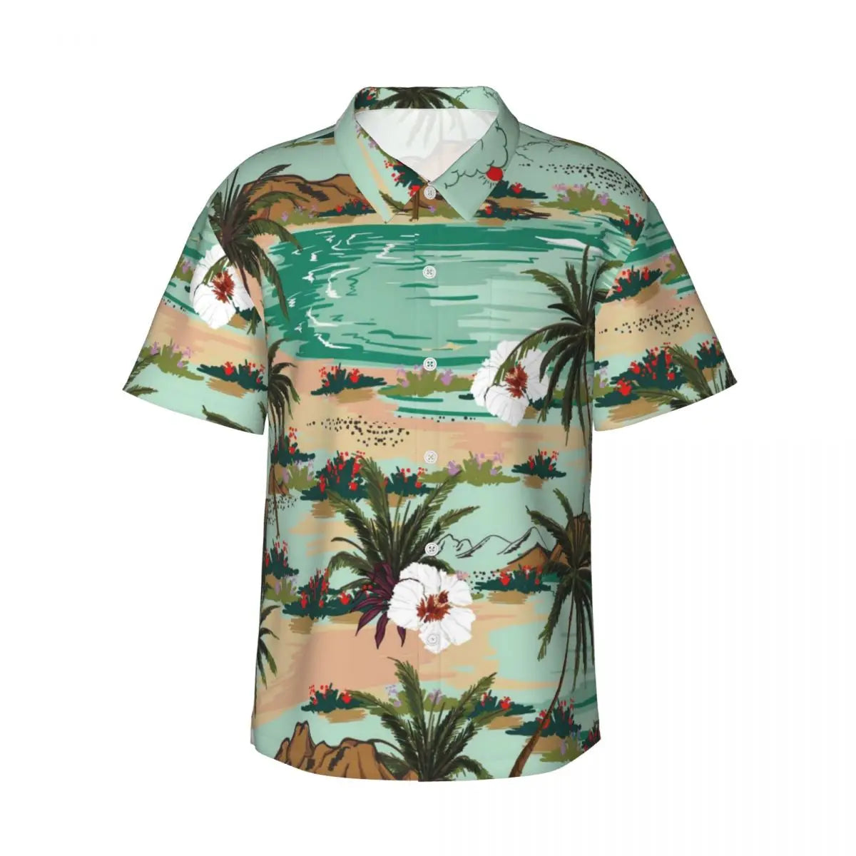 Hawaiian Shirt Vacation Tropical Palm Leaves Blouses Hawaiian Flowers Vintage Casual Shirts Men Short-Sleeve Streetwear Clothing