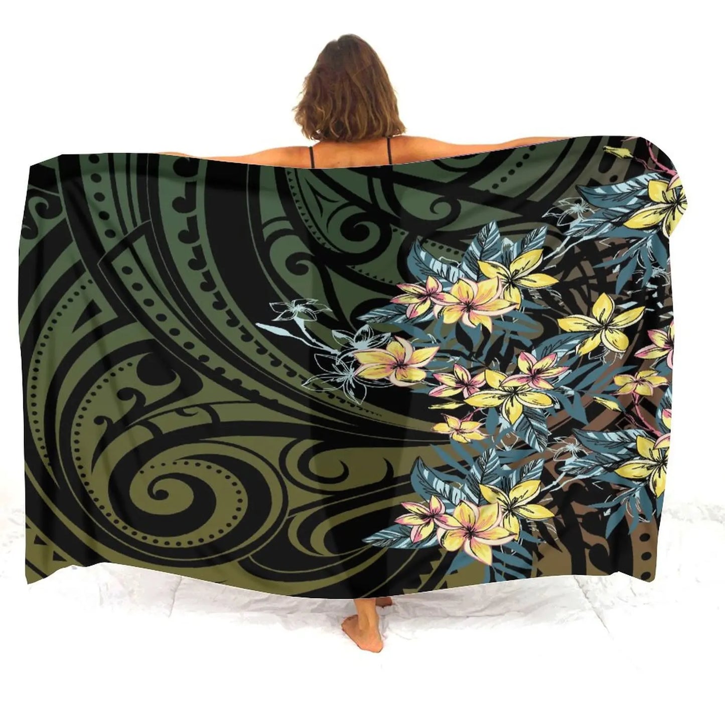 Custom Wholesale Polynesian Ladies Sarong Samoan Vintage Tribal Print Custom Sarong Style Shawl Summer Seaside Elegant Coat