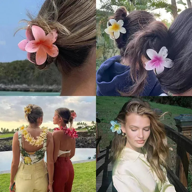Hawaiian Flower Hair Claw Clips Large Claw for Thick/Thin Hairpins for Women Girls Barrettes Beach Summer Hair Accessories Gifts