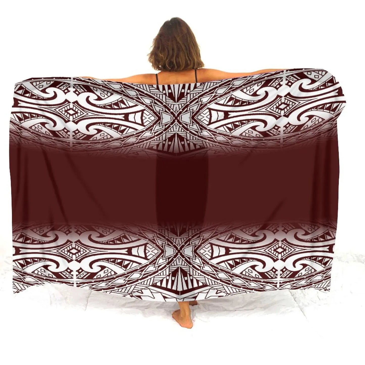Custom Wholesale Polynesian Ladies Sarong Samoan Vintage Tribal Print Custom Sarong Style Shawl Summer Seaside Elegant Coat