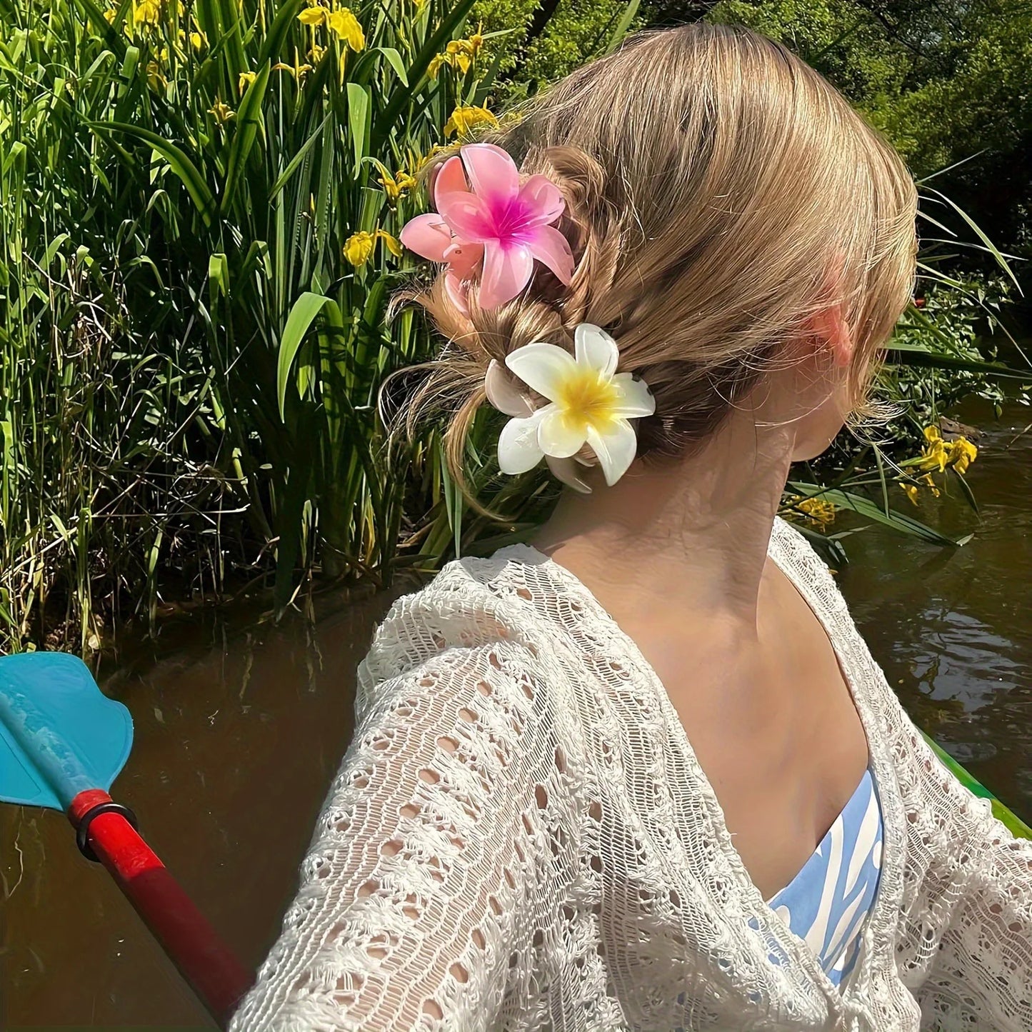 Hawaiian Flower Hair Claw Clips Large Claw for Thick/Thin Hairpins for Women Girls Barrettes Beach Summer Hair Accessories Gifts