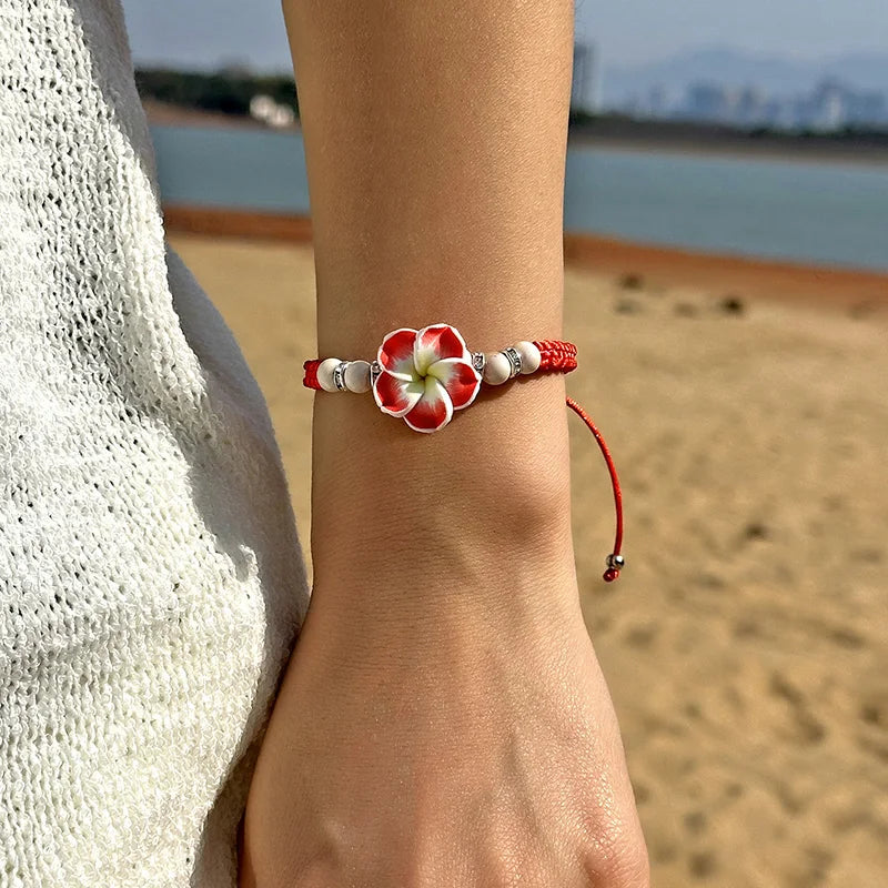 Hawaiian Bracelets for Women Bohemian Woven Tropical Flower Bracelets Handmade Braid  Summer Beach Girls Jewelry Accessories