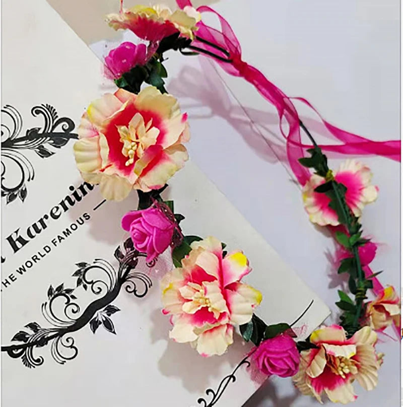 Hawaiian Wreath Bride Wedding Hair Accessories Simulation Flower Crown Headwear Children's Photo Hair Accessories Headbands