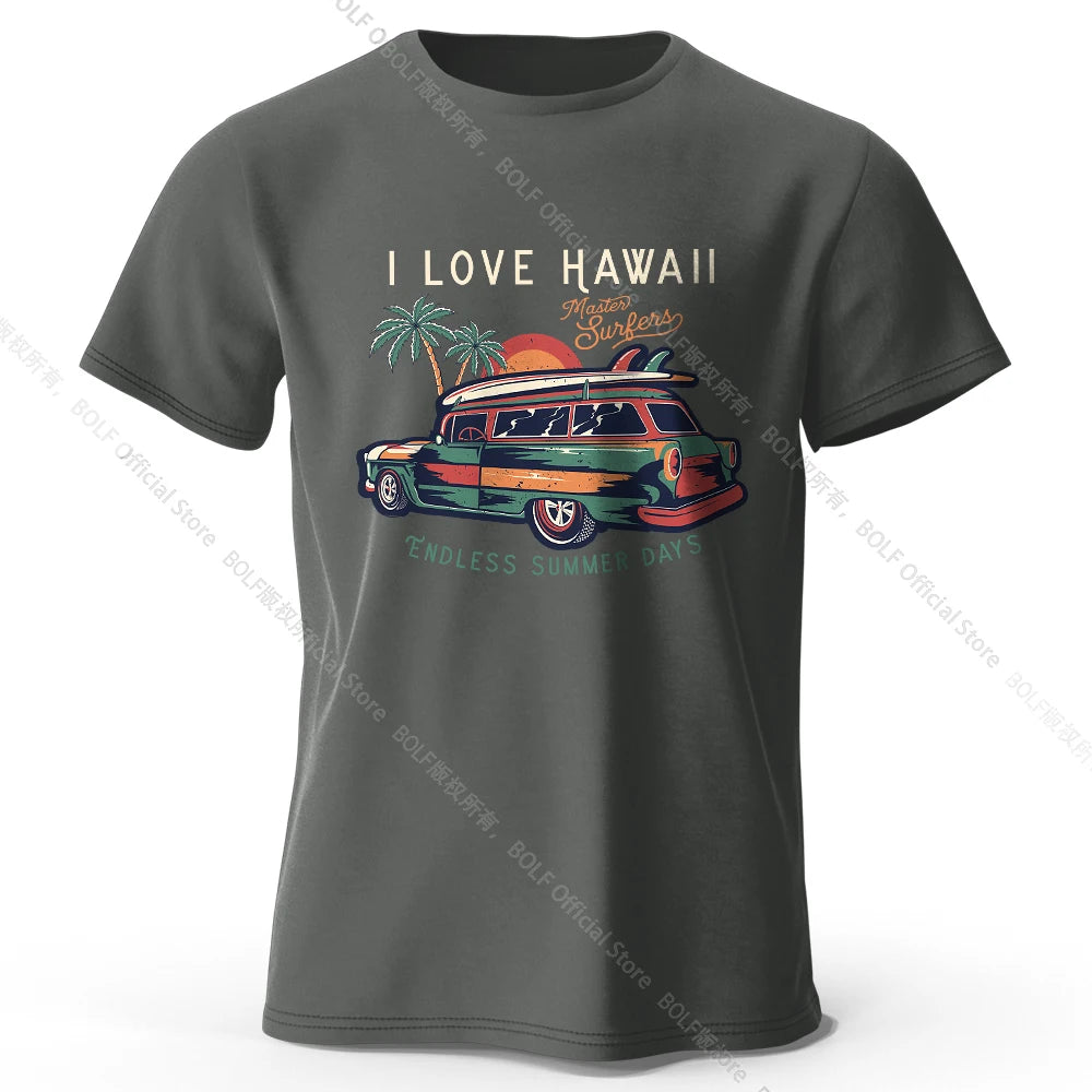 Hawaiian Holiday Printed Unisex Men Women T-Shirt Tees Tops 100% Cotton Aloha Flower Graphic Luau Party Outfit
