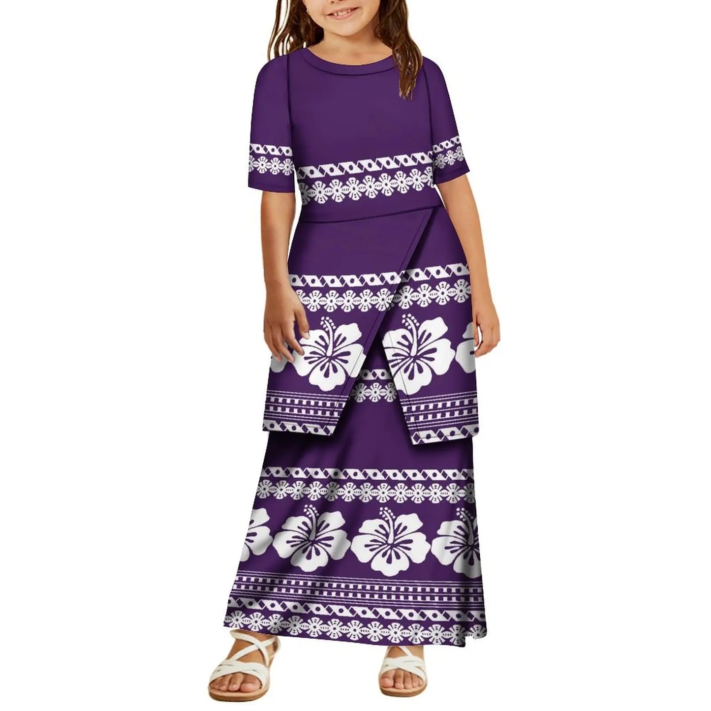 High Quality Customized Polynesian Tribal Print Samoa Puletasi Set Tongan Plus Size Mother and Daughter Dress