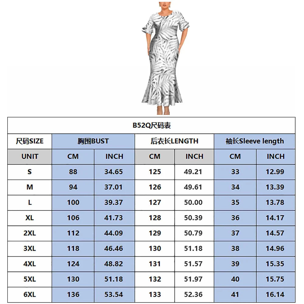 2025 High Quality Hawaiian Women'S Petal-Sleeve Dress Samoan Ethnic Evening Dress Polynesian Island Men'S Aloha Shirt