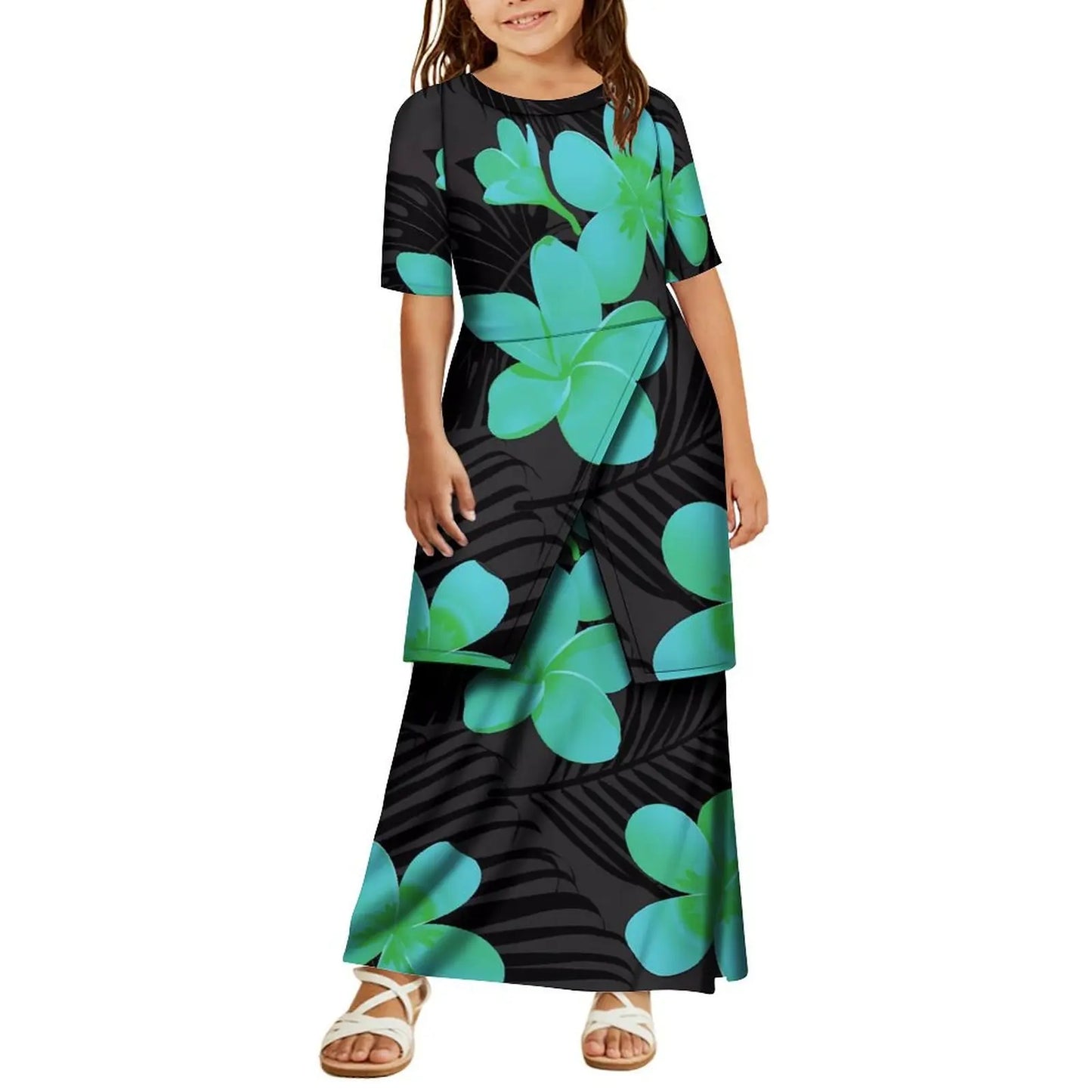 High Quality Customized Polynesian Tribal Print Samoa Puletasi Set Tongan Plus Size Mother and Daughter Dress