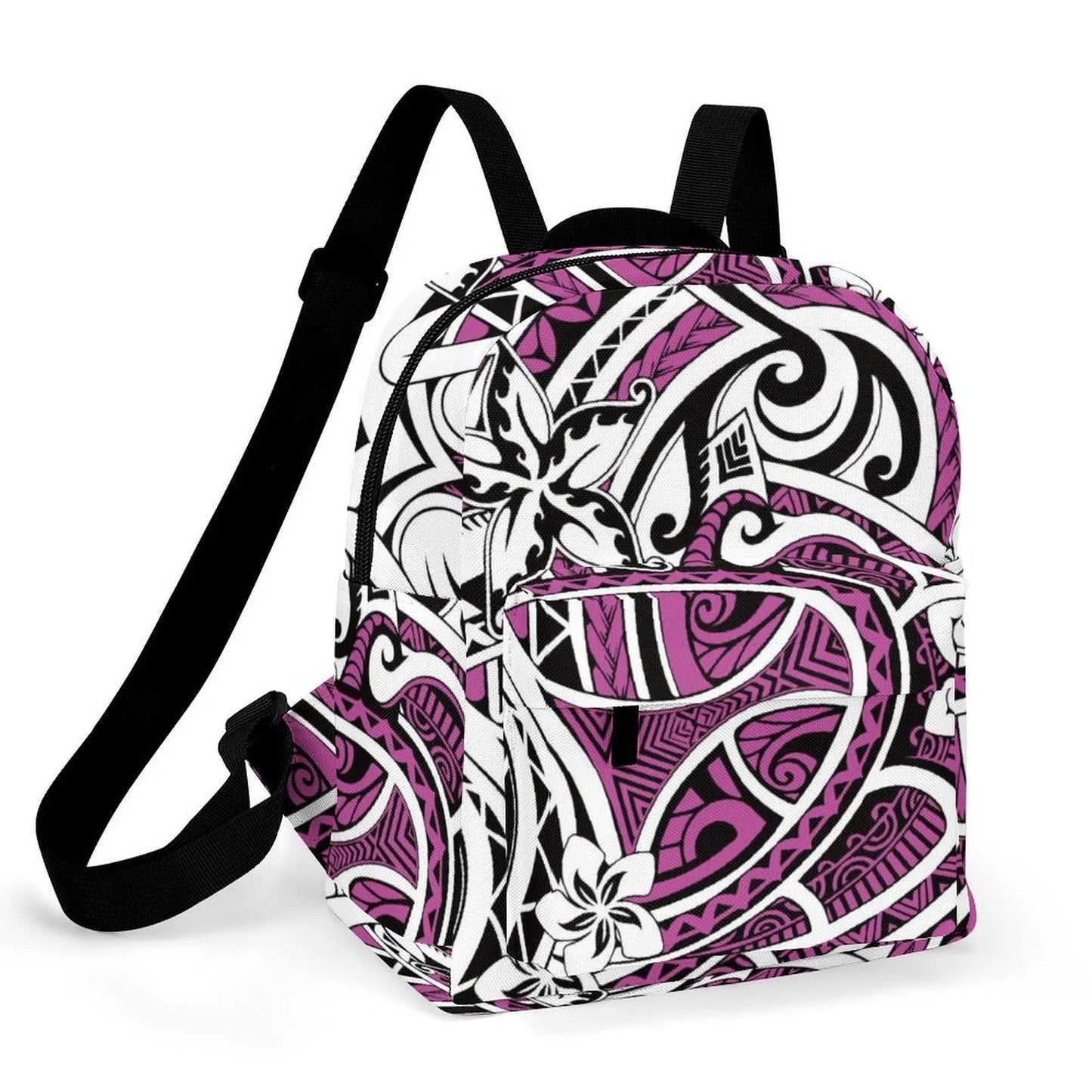 Custom Polynesian Women'S Casual Backpack Samoan Tribal Floral Print Artistic Pattern Design Fashionable Compact Backpack
