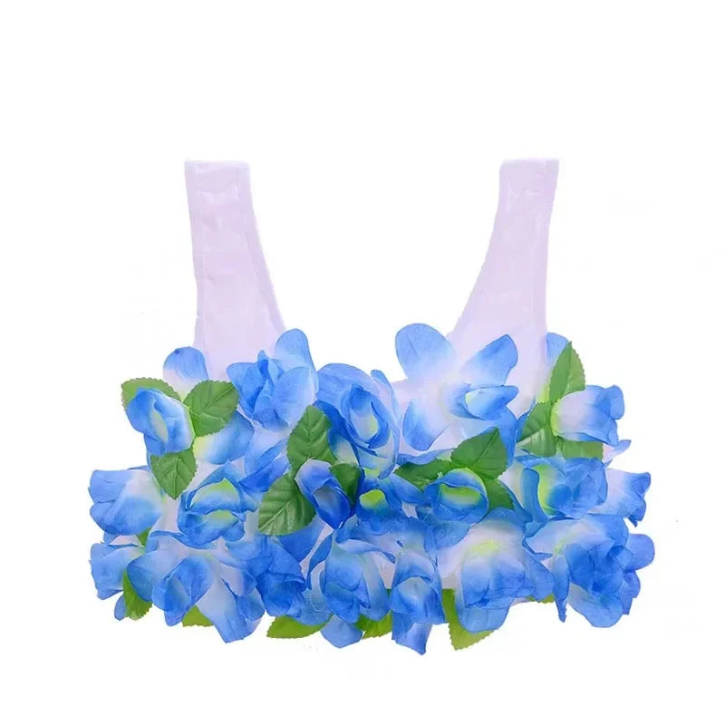 Women Lady Hawaii Flower Bra Hula Dance Performance  Summer Beach Tropical Party Supplies Halloween Christmas