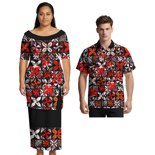 2026 Brand New Design Custom Pattern Samoan Elegant Women Skirts Hawaiian Handsome Men Shirts Polynesian Sweet Lovers Clothing