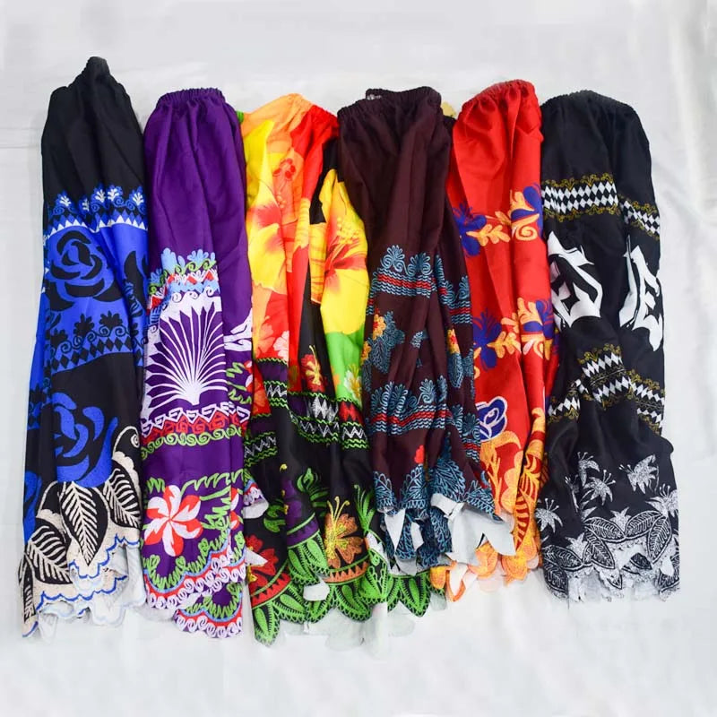 Custom Pacific Island Fashional Random Pattern Polyester Floral Printed Polynesian Micronesia Island Beach Skirt For Women