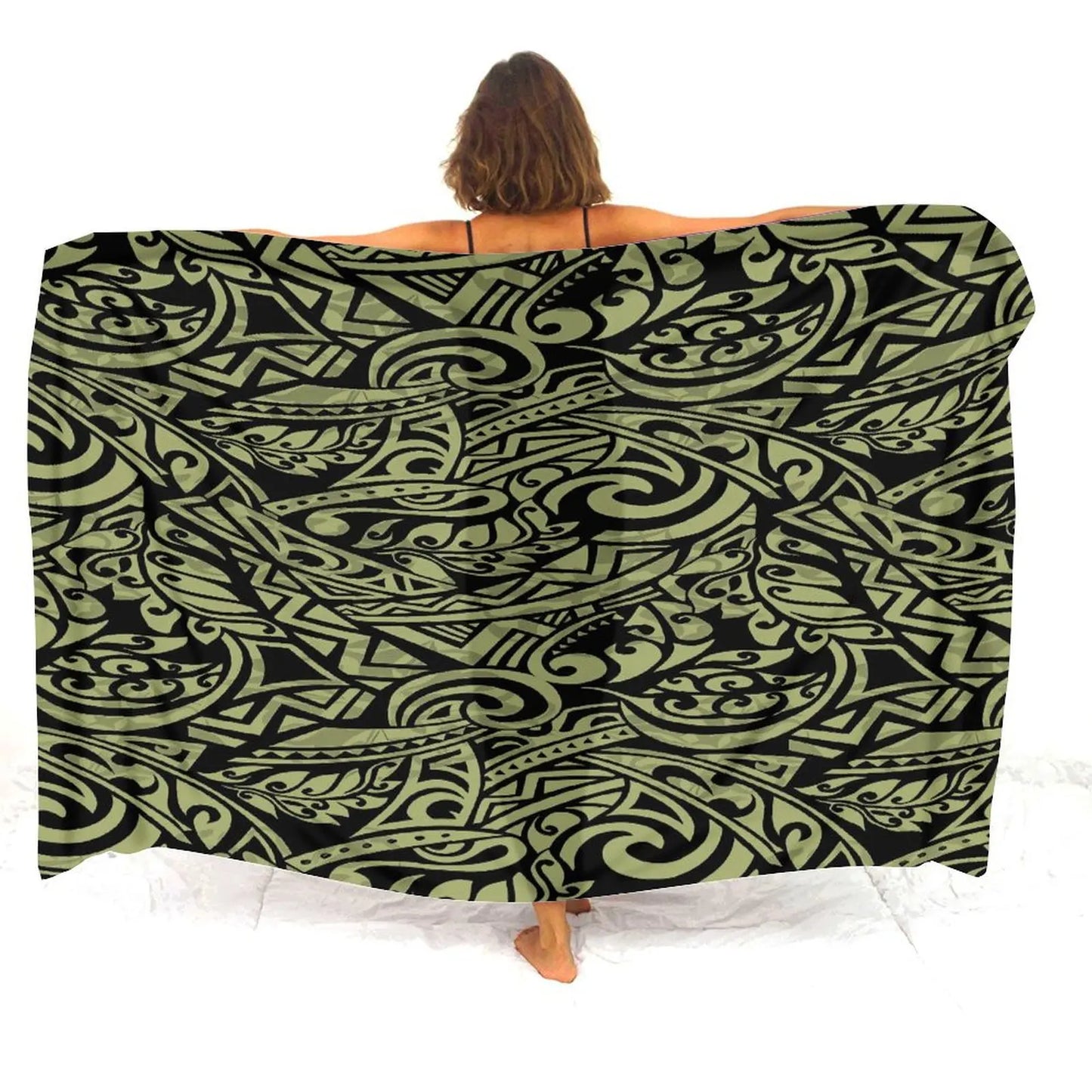 Custom Wholesale Polynesian Ladies Sarong Samoan Vintage Tribal Print Custom Sarong Style Shawl Summer Seaside Elegant Coat
