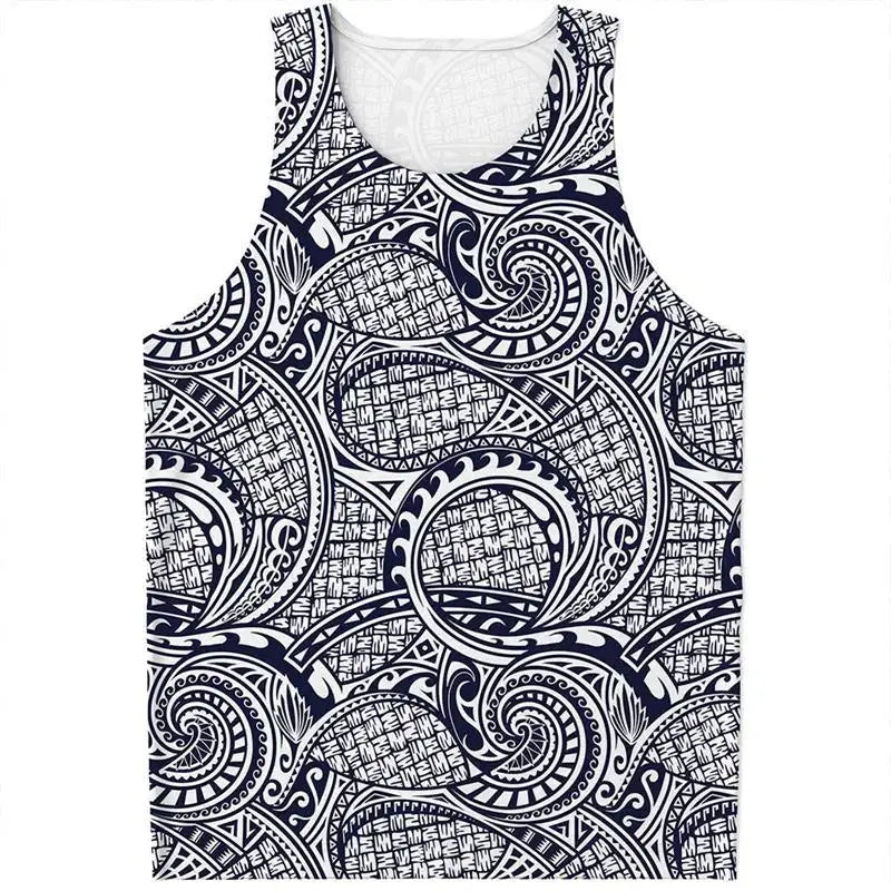 Maori Tattoo 3D Printed Vest for Men and Women, Universal Polynesian Tribal Pattern T-shirt Top, Men's Quick Drying Vest