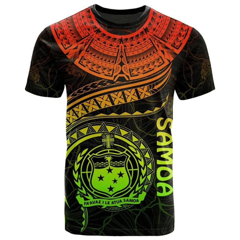 Samoa Flag Map Graphic T Shirts Samoan National Emblem T Shirt For Men Clothes Polynesia Unisex Tshirt Casual Man Tee Women Tops