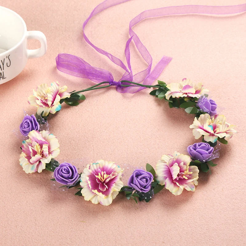 Hawaiian Wreath Bride Wedding Hair Accessories Simulation Flower Crown Headwear Children's Photo Hair Accessories Headbands