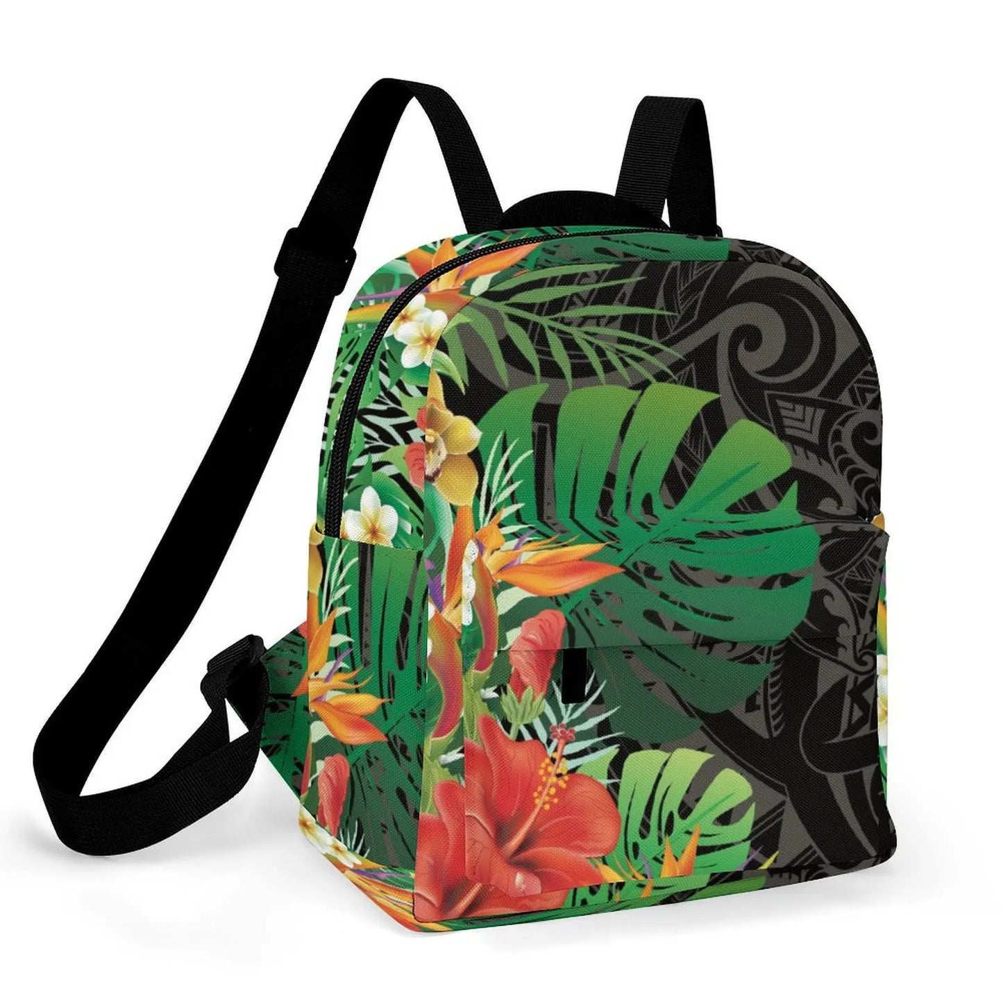 Custom Polynesian Women'S Casual Backpack Samoan Tribal Floral Print Artistic Pattern Design Fashionable Compact Backpack