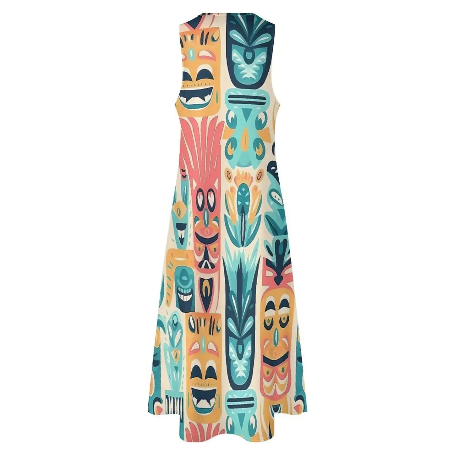 Sleeveless Hawaiian Dress For Women Spring Tropical Tiki Flowers Plants Boho Beach Long Dresses Female Casual Modern Maxi Dress