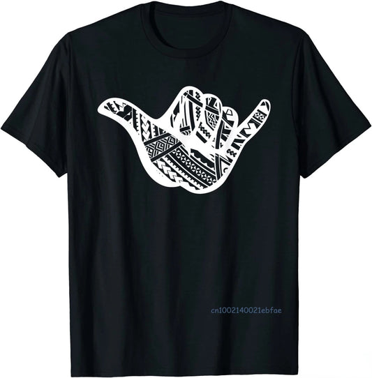 Polynesian Tattoo Shaka Tribal Print T-Shirt Unisex Tee Fashion Casual Cotton Tshirts Summer Daily Black Tops Oversized T Shirt