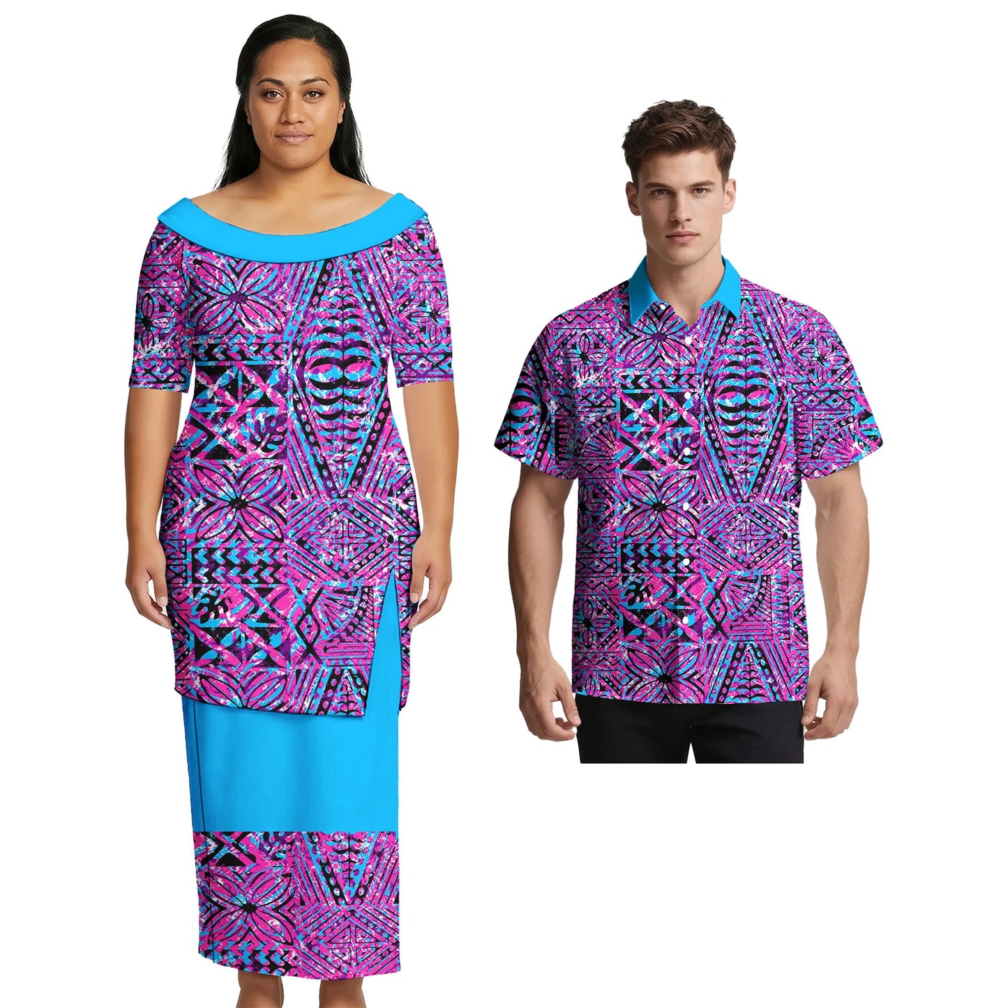 2026 Brand New Design Custom Pattern Samoan Elegant Women Skirts Hawaiian Handsome Men Shirts Polynesian Sweet Lovers Clothing