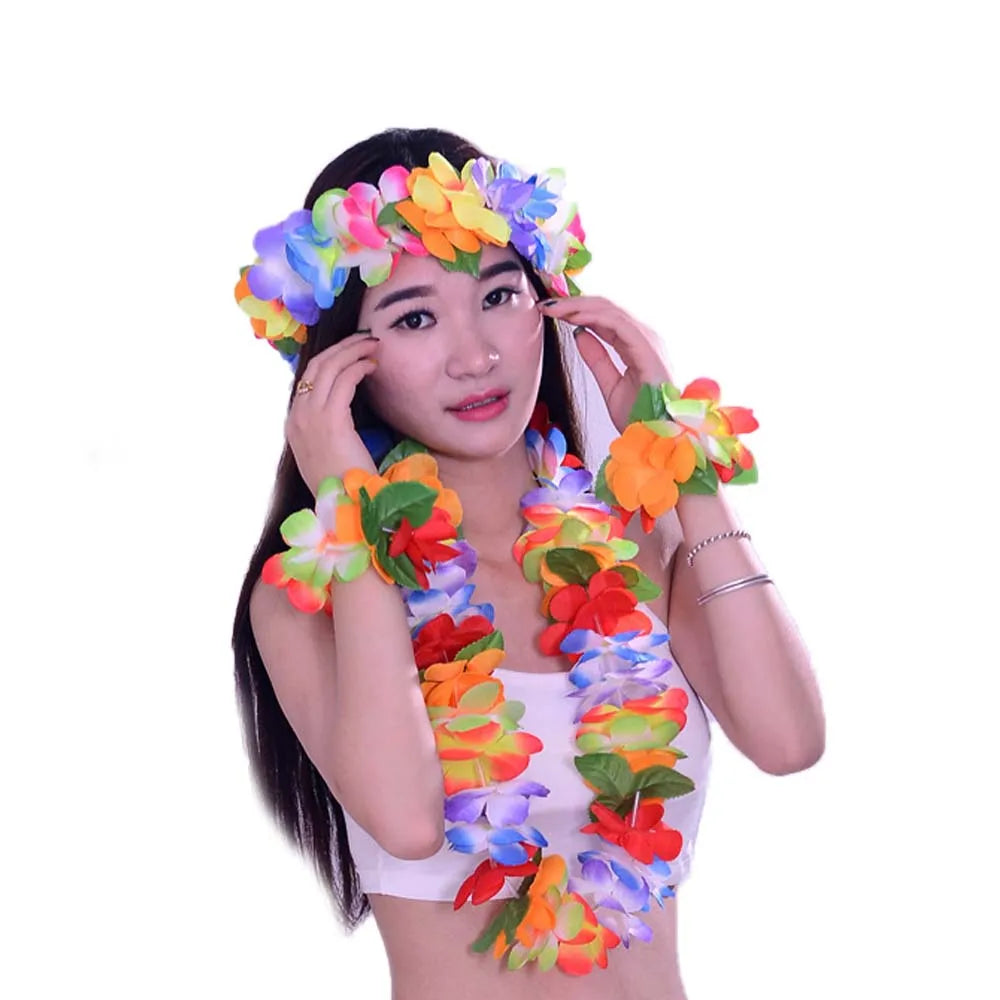 Beach Fashion Hawaiian Style For Women Artificial Flowers Gift Performance Accessories Wristband Garland Necklace Headband